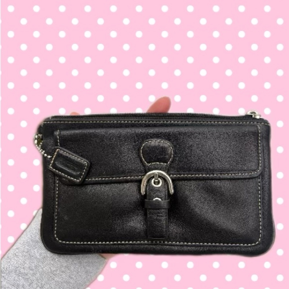 Coach Black Leather Wristlet